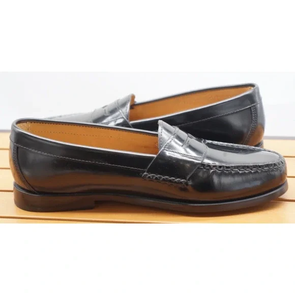 Johnston & Murphy Hayes Penny Loafer Black Brush-Off Leather 